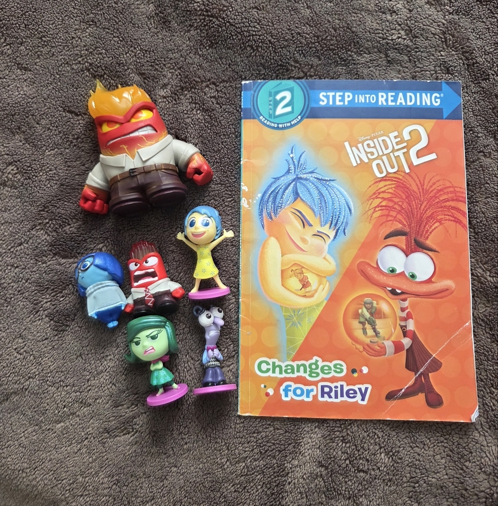 Inside Out 2 Character Toy Set with Book Emotions Anger Joy Sadness